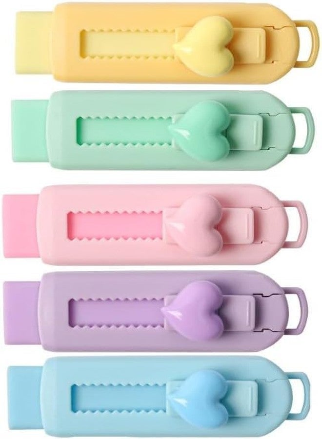 Zhuluck 5 Pcs Multicolor Sliding Retractable Pencil Eraser with Plastic Sleeve,Large Erasers for School Office,Art Erasers for Drawing,Standard Pencil Erasers,Office Correction Products - Image 1